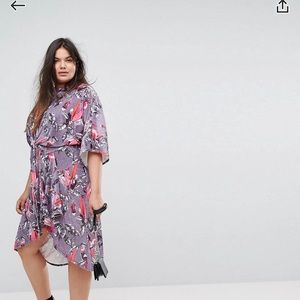 ASOS Simply Be Floral Velvet Twist Front Dress